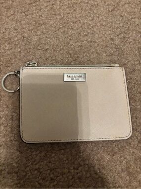 Kate Spade Laurel Way Bitsy Saffiano Leather Card Coin Keychain Wallet Tan Zip
